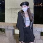 Striped Cropped Blazer / A-line Skirt