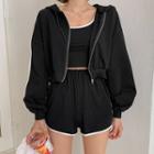 Set: Piped Hoodie + Tank Top + Shorts