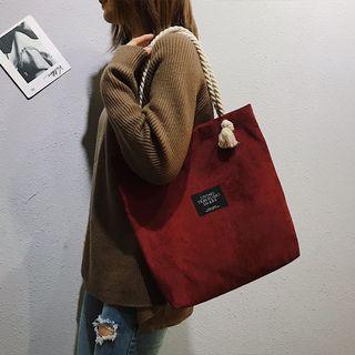 Applique Velvet Tote Bag