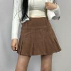 High-waist Corduroy Pleated Mini Skirt