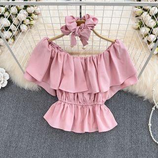 Ruffle Off-shoulder Crop Blouse