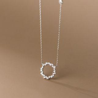 Sterling Silver Rhinestone Hoop Necklace Necklace - S925 Silver - Silver - One Size