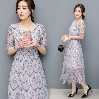 Chevron Lace Midi Dress