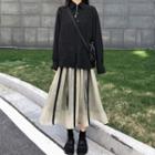 Irregular Shirt / Striped Midi A-line Skirt