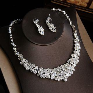 Set: Rhinestone Necklace + Drop Earrings