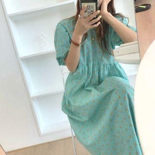 Floral Print Short-sleeve Loose-fit Dress