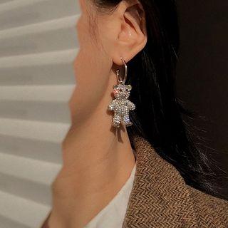 Rhinestone Bear Drop Earring 1 Pair - Stud Earring - One Size