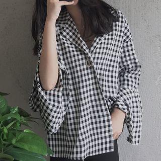 Gingham Bell-sleeve Shirt