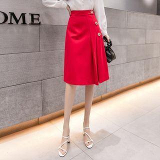 Asymmetric Pleated Midi A-line Dress