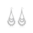 Fashion Three Tiered Beaded Earrings Silver - One Size