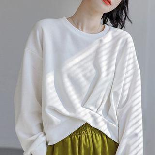 Plain Asymmetrical Cropped Sweatshirt