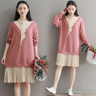 Tie-neck Mock Two Piece Dress