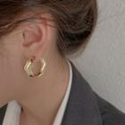 Geometric Alloy Earring 1 Pair - Silver Needle - Hoop Earring - Gold - One Size