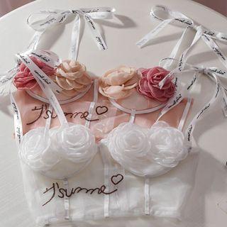 Letter Embroidered Floral Camisole Top