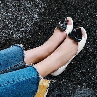 Pvc Open Toe Heart Buckle Flats