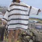 Long Sleeve Double Stripe Pattern Oversize Cover-up T-shirt