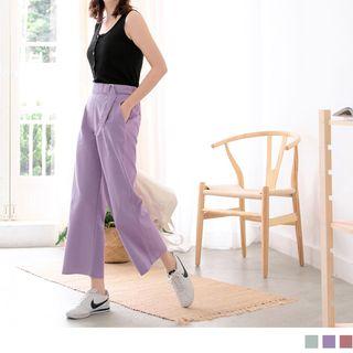 High-waist Belted Straight-cut Pants