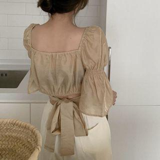 Square-neck Strap Knot Strap Open-back Top