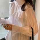 Mock-turtleneck Balloon-sleeve Blouse
