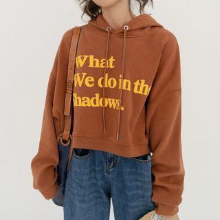 Lettering Print Crop Hoodie