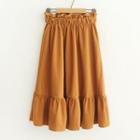 Tiered Midi A-line Corduroy Skirt
