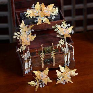 Wedding Floral Hair Pin Set Gold - One Size