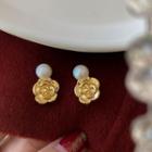 Bead Flower Stud Earring 1 Pair - Gold - One Size