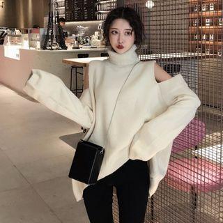 Cold Shoulder Turtleneck Sweater