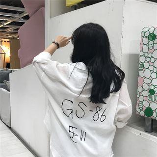 Lettering Loose-fit Long-sleeve Shirt