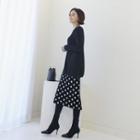Dotted H-lined Long Knit Skirt