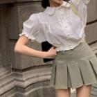 Short-sleeve Blouse / Pleated A-line Skirt