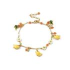 Fashion Cute Plated Gold Enamel Chicken Flower Cubic Zirconia Bracelet Golden - One Size