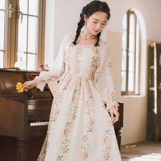 Floral A-line Dress / Spaghetti Strap Dress