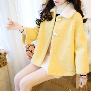 Faux-fur Plain Loose-fit Jacket