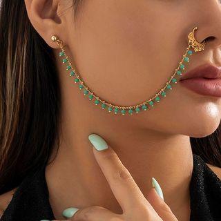 Faux Crystal Chain Nose Ring Earring