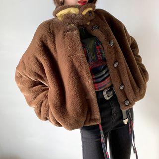 Collared Faux-fur Short Jacket