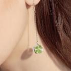925 Sterling Silver Glass Ball Dried Clover Dangle Earring 1 Pair - As Shown In Figure - One Size