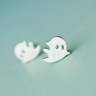 925 Sterling Silver Ghost Stud Earring 1 Pair - Silver - One Size