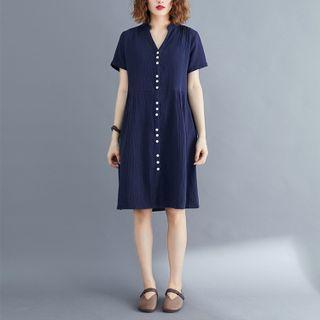Batwing-sleeve Single Breasted Dress