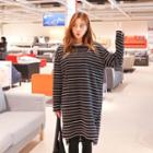 Striped Brushed-fleece Pullover Dress