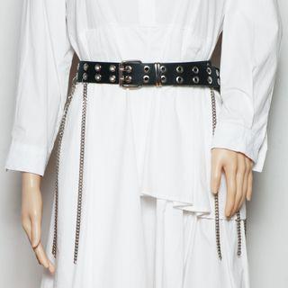 Fringed Grommet Belt Black - One Size
