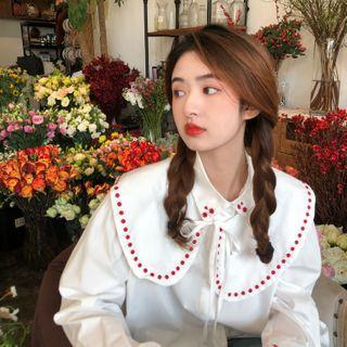Long-sleeve Detatchable Collar Blouse White - One Size