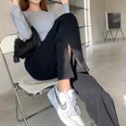 High-waist Zip-side Wide-leg Pants
