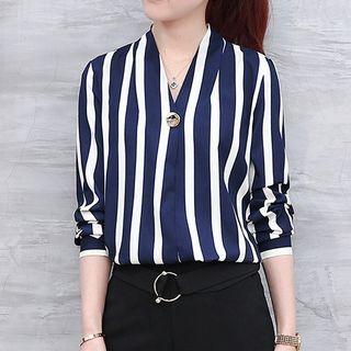 Set: Striped Blouse + Wide Leg Pants