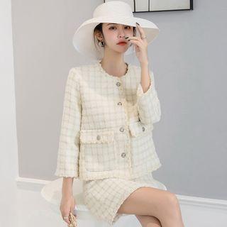 Set: Tweed Button Jacket + Mini Skirt