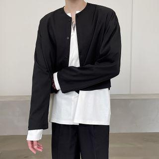 Plain Crop Shirt Jacket