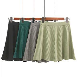 Ribbed A-line Mini Skirt