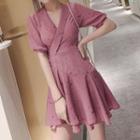 Short-sleeve Chiffon Mini Dress