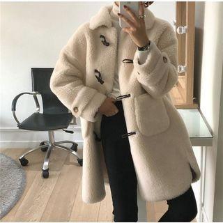 Fleece Toggle Coat Off-white - One Size