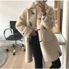 Fleece Toggle Coat Off-white - One Size